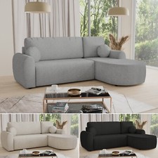 Ecksofa Jazz mit Schlaffunktion und Bettkasten - Bouclé-Stoff - Sofagarnitur