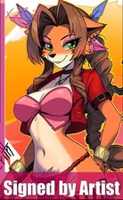 Aerith (Final Fantasy 7) Furry 11x17, Anime art print artist signed. RX2