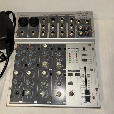PHONIC MU 1002 10 INPUT 2 BUS MIC/LINE MIXER Turns On and Works