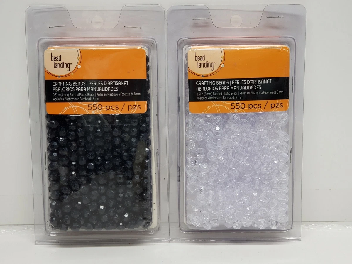 Bead Landing Crafting Beads Lot of 2 Clear & Black 8mm 550pcs each NEW IN  PACK