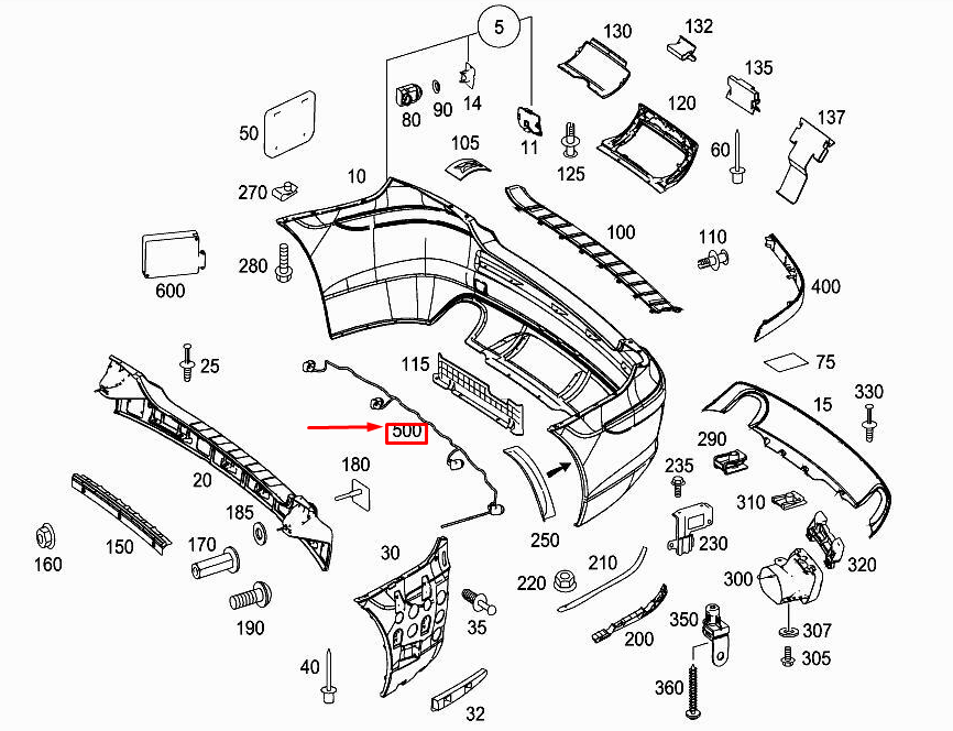 MERCEDES-BENZ R W251 Rear Parking Aid Wiring Harness A2514404713