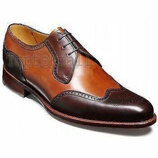 Handmade Men's Leather Oxford Two Tone Brown Wingtip Plain Rounded Toe Shoes-797