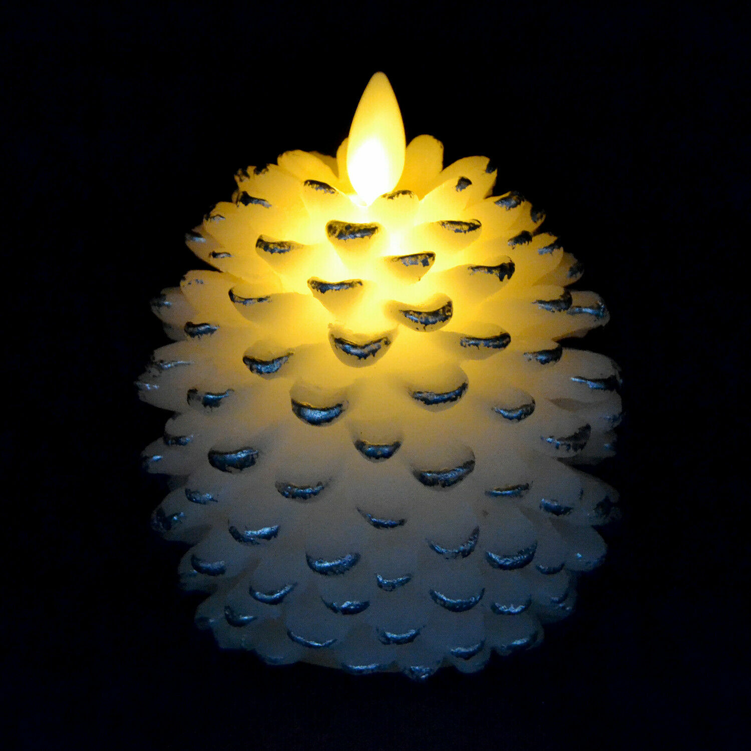 Luminara Flameless Pine Cone Candles with Moving Flame Wax Remote Timer
