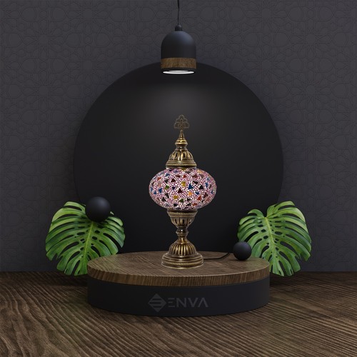 Turkish Moroccan Style Mosaic Table Bedside Tiffany Desk Lamp Light Large Globe - Picture 5 of 8