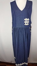 NWT J.G.Hook Size 16 Modest Blue Denim Dress Floral Accents