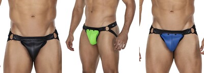 CUT4MEN KUNSTLEDER JOCKSTRAP SLIP OUVERT offen schwarz blau grün string clubwear