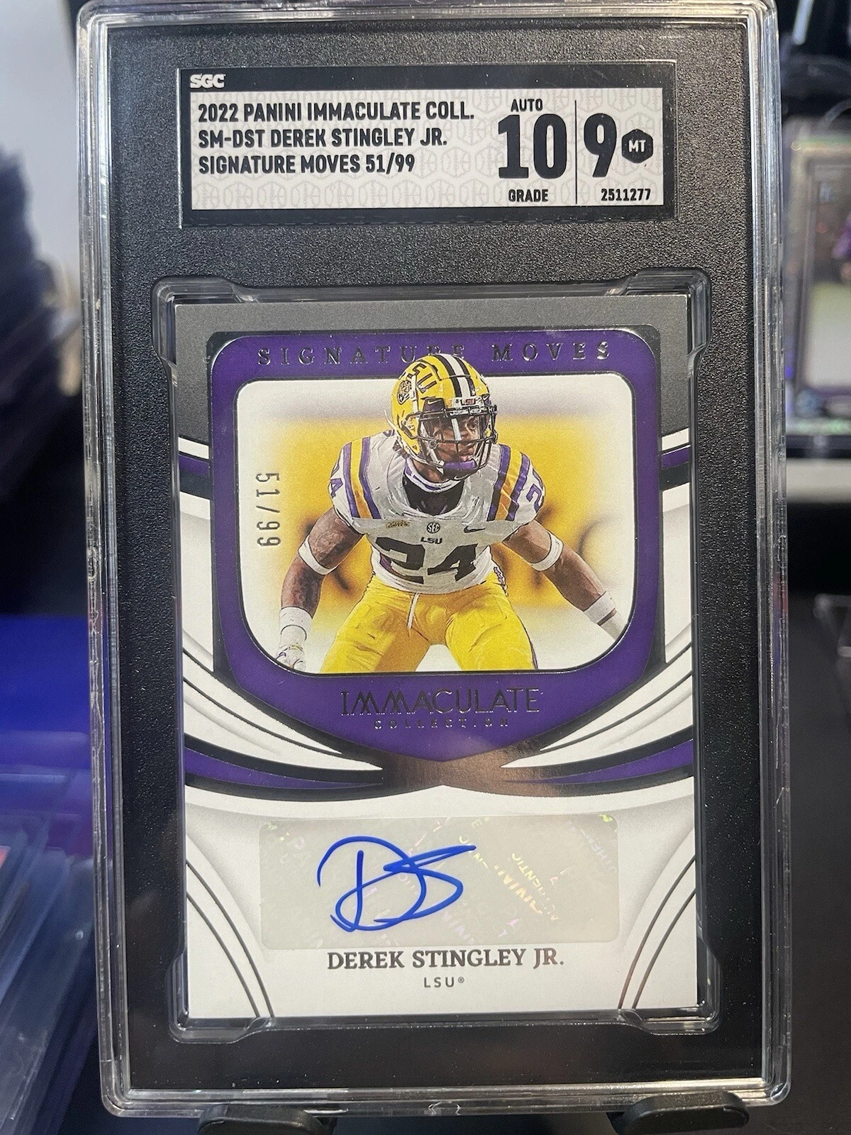 Derek Stingley Jr. Panini Immaculate Collection Collegiate Signature Moves #SMDST Base