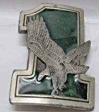 The Great American Buckle Company Belt Buckle Eagle Silver Toned Metal  Enamel