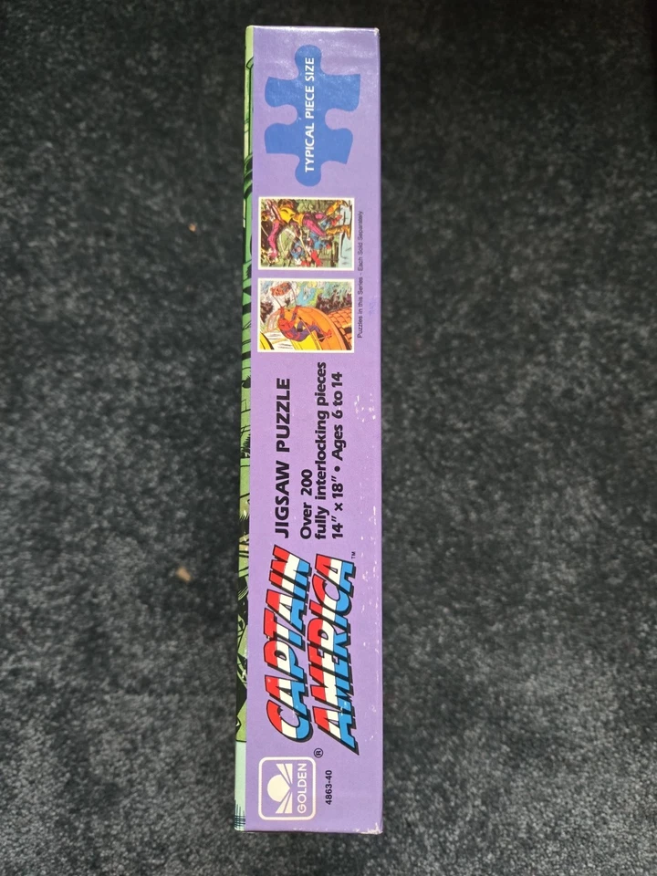 Rompecabezas Capitán América 200 piezas piezas totalmente entrelazadas por Golden Precintado 1988 Foto 3 de 4