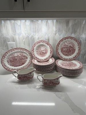 Vintage 23pc Set Myotts Country Life Hunt Scene Transferware Staffordshire Ware