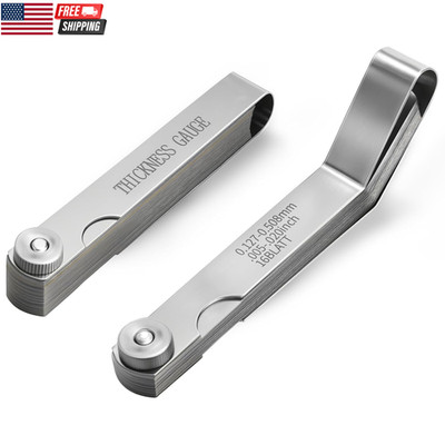 2PCS Feeler Gauges Set Stainless Steel Straight & Angled Thickness Gauge Tool SA