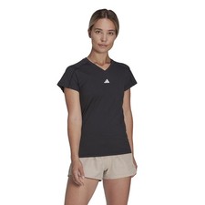 adidas women AEROREADY Train Essentials Minimal Branding V-Neck Tee Black XS New