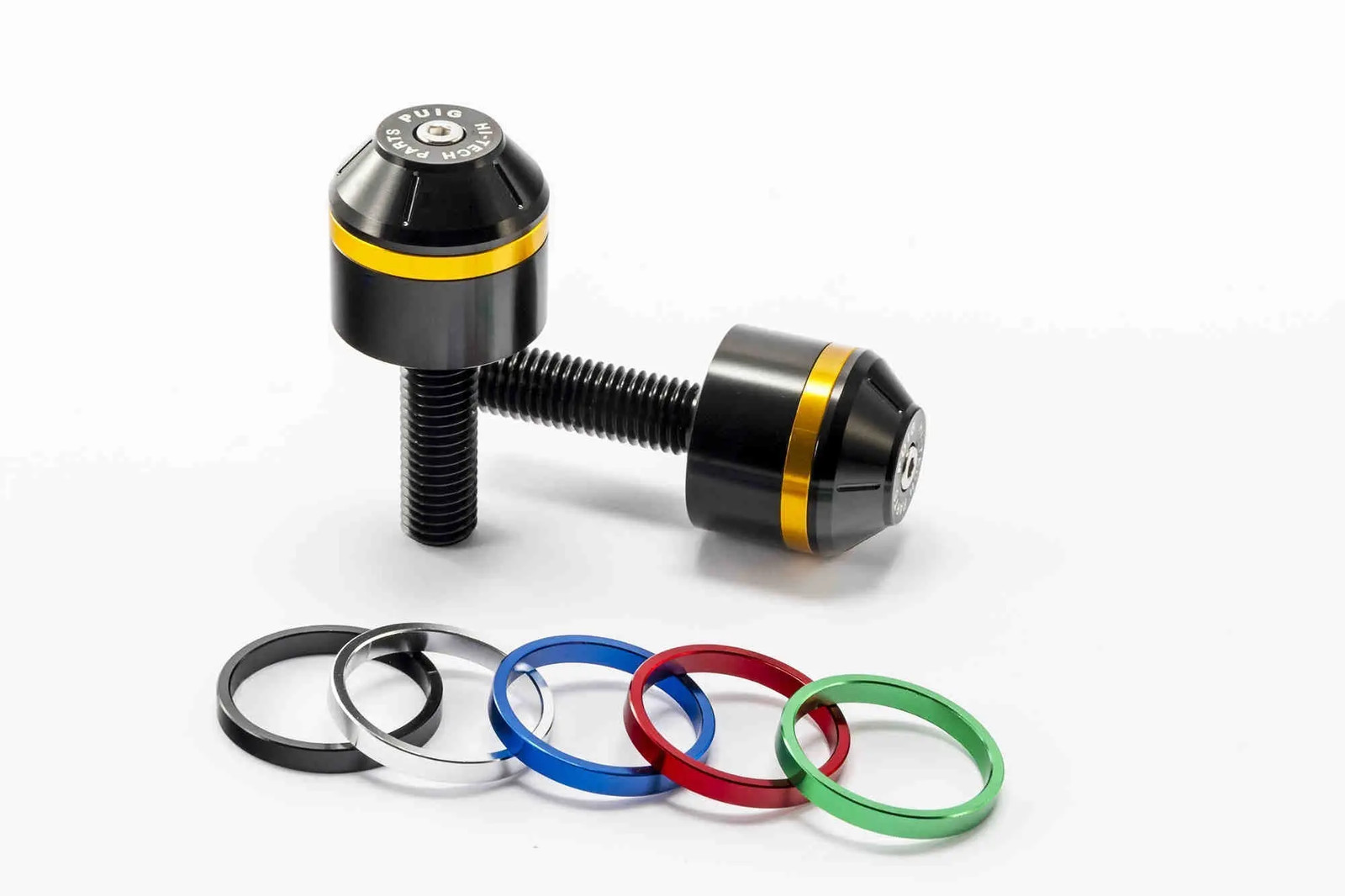 Puig Short Bar Ends | Black w/ Coloured Rings | BMW S 1000 RR 2009>2018