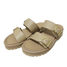 green label relaxing UNITED ARROWS double belt flat sandals, M, beige Women USED