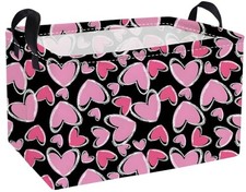 Rectangular Valentine's Day Baskets Cute Storage Box,Heart 1 Black line heart