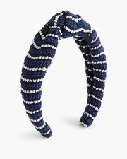 J.Crew Mariner Tweed Knot Headband, Blue/ White