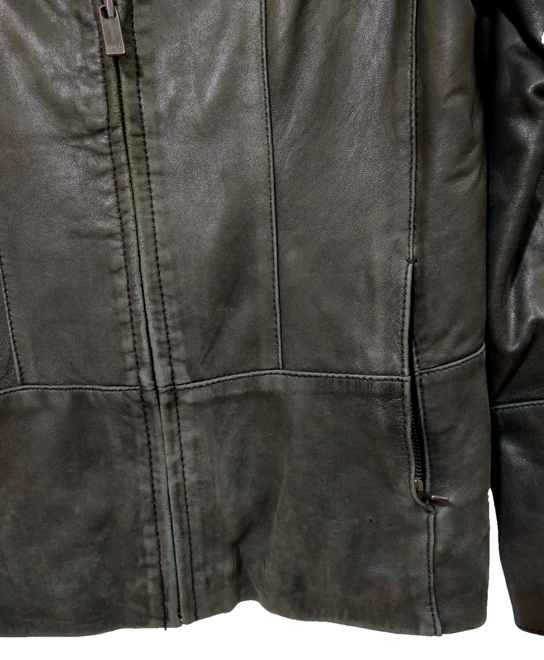 Andrew Marc New York Distressed Soft Black Leather motorcycle biker Jacket Med - Image 2 of 4