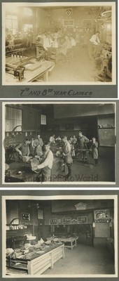 Jüdische Jungen in Bastelklasse Astoria Queens NY PS 85 drei antike Fotos Lot