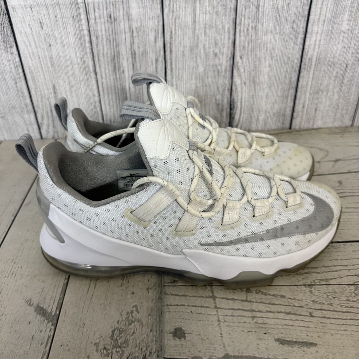 Nike LeBron James 13 Low Men's White Gray Size US 13 Basketball Sneakers