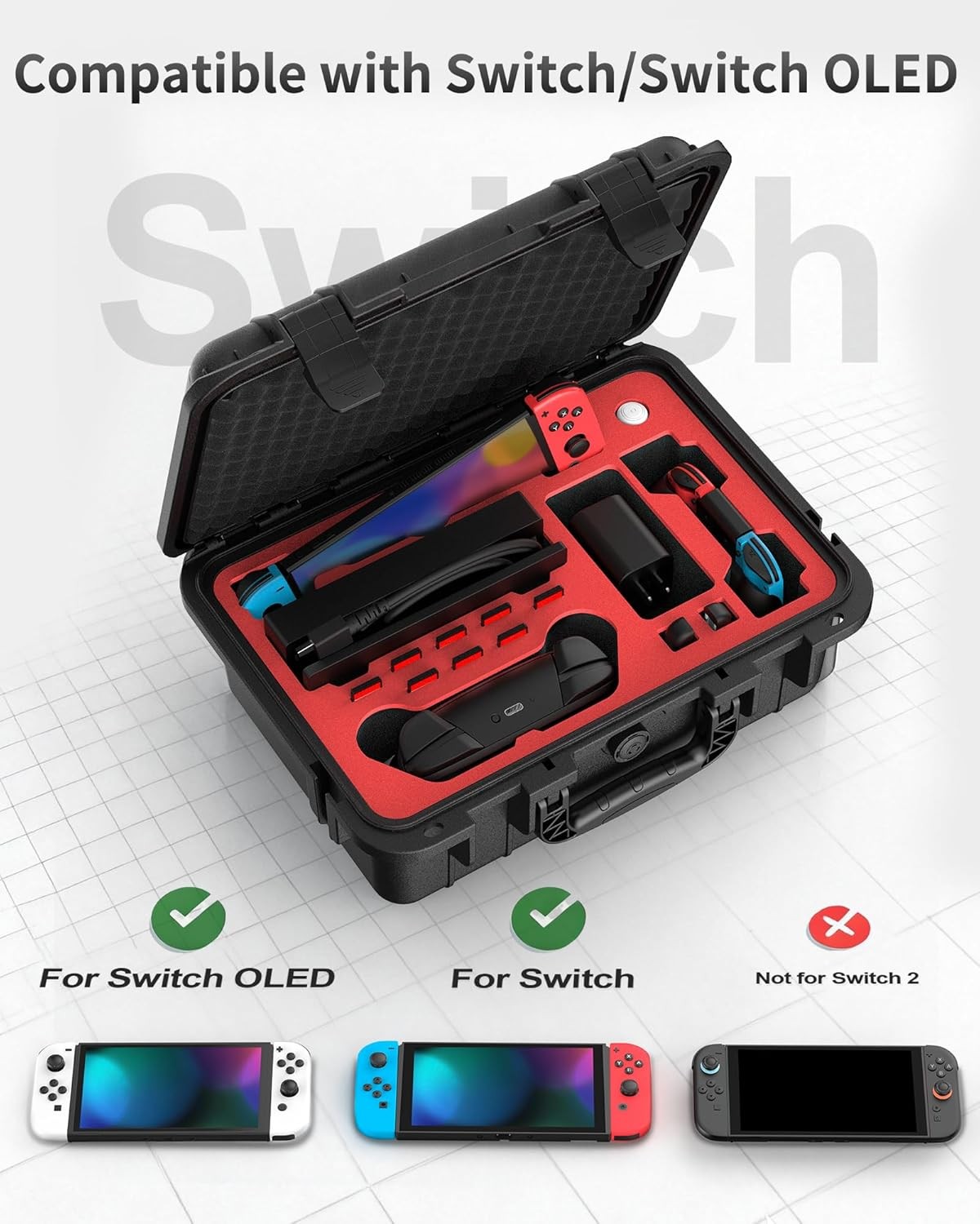 Waterproof Hard Shell Storage Case For Nintendo Switch OLED Console & Controller
