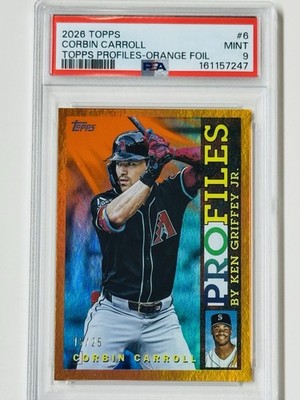 Corbin Carroll /25 2026 Topps Series 1 - Topps Profiles Orange Foil #TP-6 PSA 9