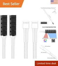 Dual 4-Pin Fan Hub Splitter with White Braided Cable - Expand Your PC Fans