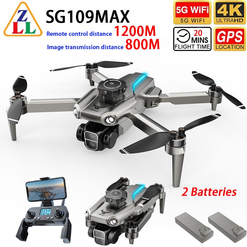 SG109MAX Drone GPS WIFI FPV 4K Camera Obstacle Avoidance Follow Me 2 Battery