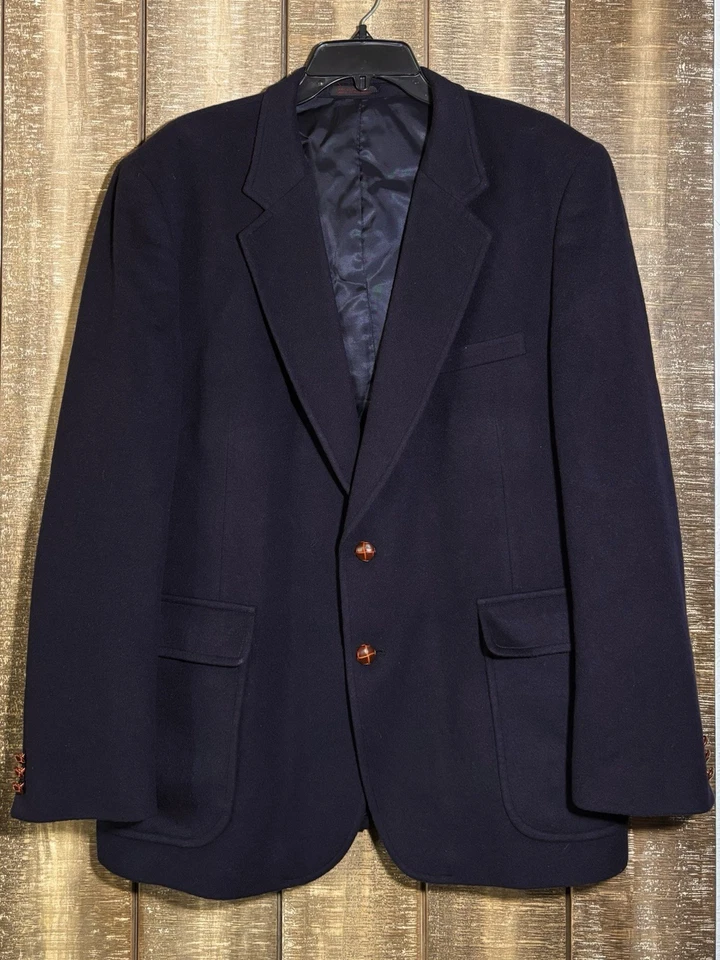 Blazer Abrigo Deportivo English Manor 44R Azul Marino Lana Cepillada - Botones Cuero Foto 2 de 4