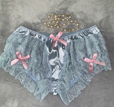 NEW GLOSSY Satin Frilly Lacy Bloomers Panties 2X 9 Girly SOFT 3 BOWS