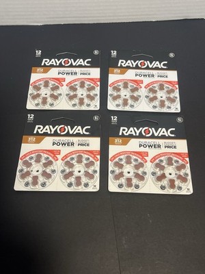48 Rayovac Size 312 Zinc Air Hearing Aid Batteries EXP April 2028- 4 Packs of 12