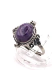 925 Sterling Silver Vintage Amethyst ￼  Adjustable “Poison” Ring 3g Size 7