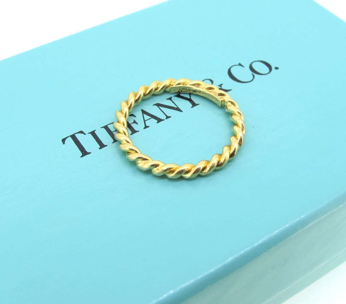 Tiffany & Co. Italy Made 18k Yellow Gold Twist Band Ring Size 5 | eBay