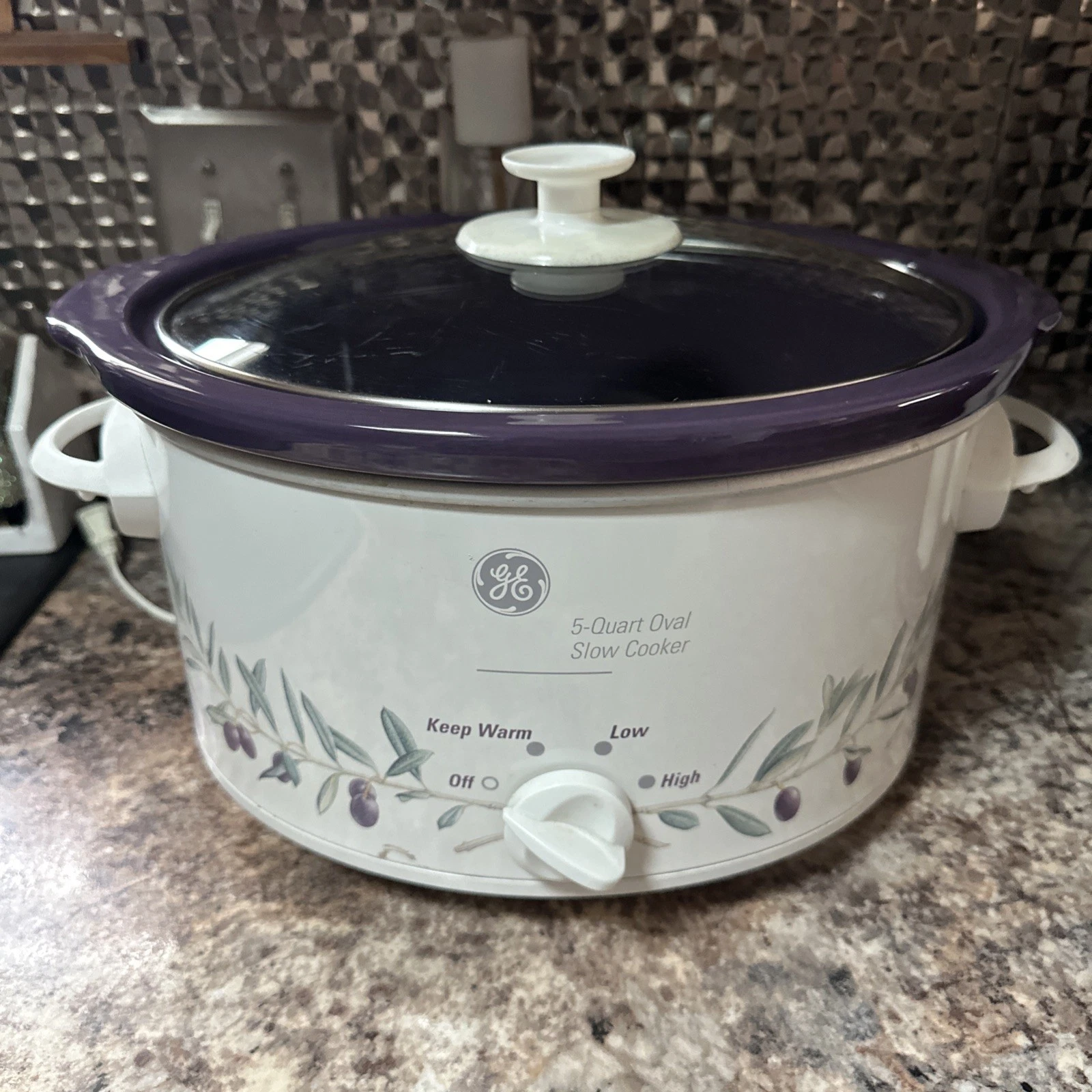 5 Qt GE Slow Cooker-Purple/Floral Oval Crock Pot-Removable Stoneware
Opens in a new window or tab