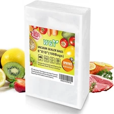 W&Y 100 Single-Ply Vacuum Sealer Bags 6x10（100pcs1 Pack） 