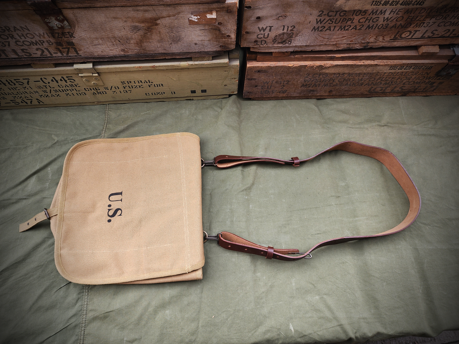 Haversack Rations U.S. Spanish American War M1878 Haversack with Leather Shoulder Strap ...