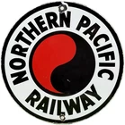 VINTAGE NORTHERN PACIFIC RAILWAY PORCELAIN SIGN GAS OIL TRAIN STATION BURLINGTON
