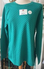 COTTON TRADERS REVERSABLE TUNIC TOP GREEN SPOT /STRIPE UK  14 .