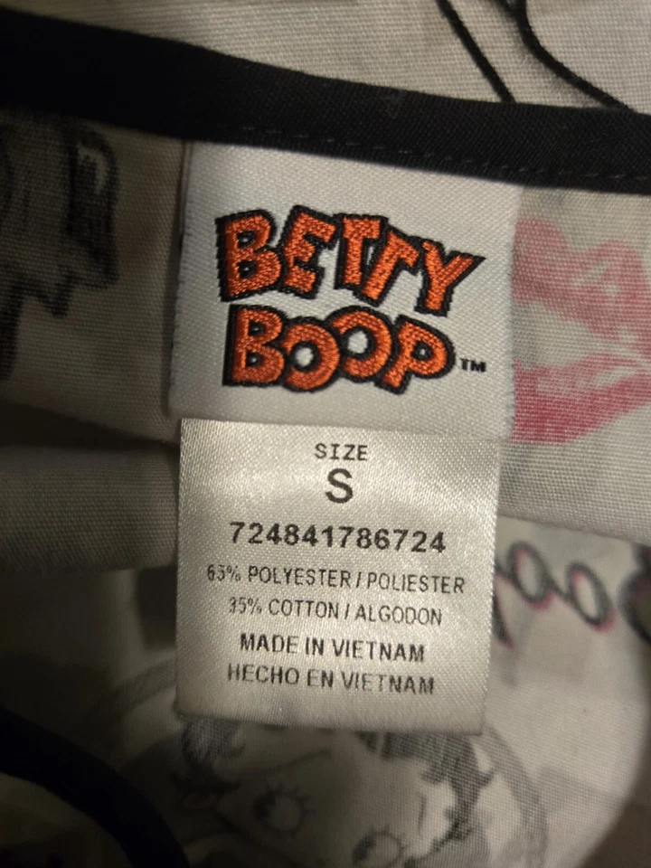 Blusa Médica Betty Boop Para Mujer Manga Corta 2 Bolsillos Cuello en V Pequeña Foto 3 de 3