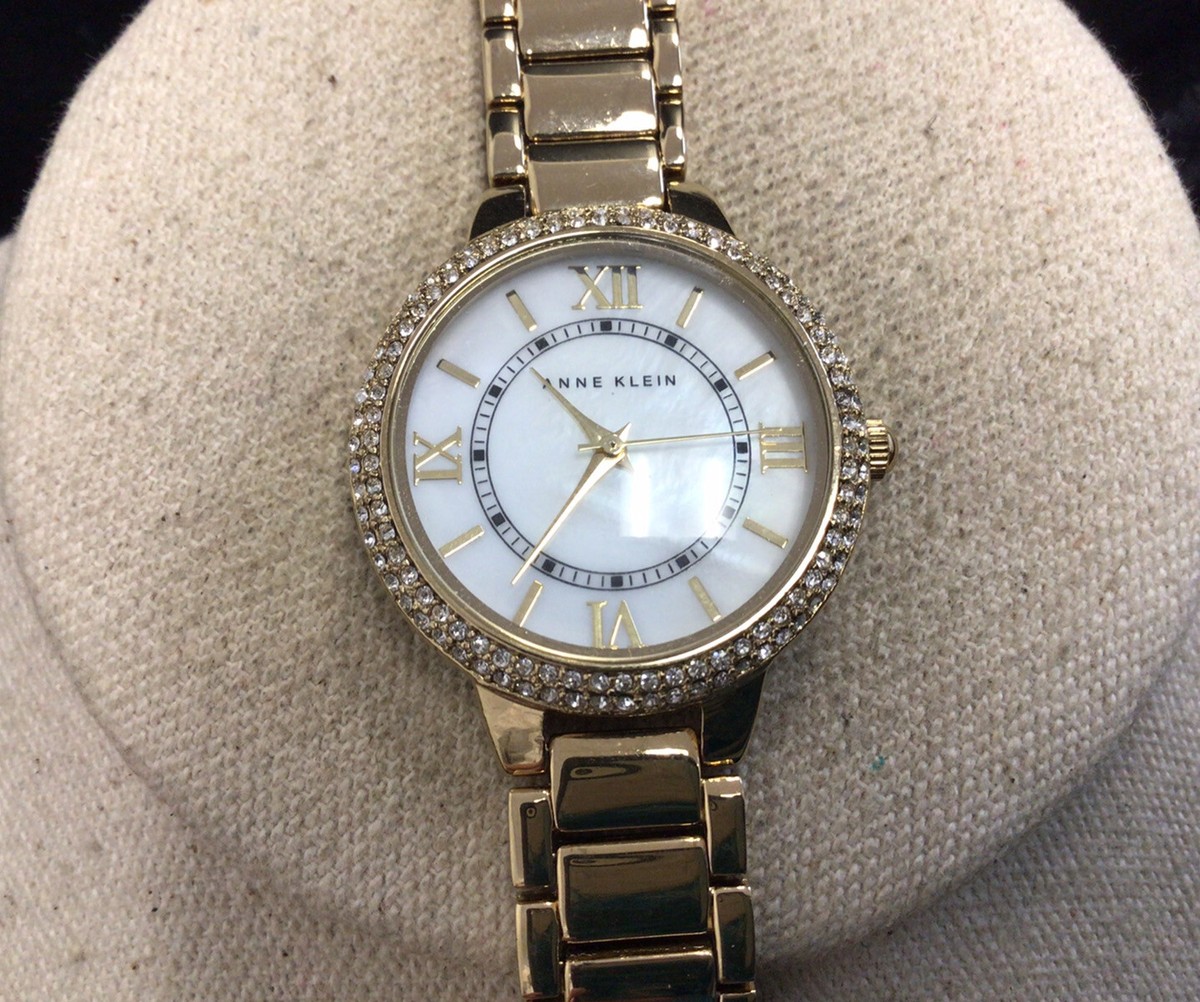Anne Klein Ladies Gold Tone Rhinestone Face Wrist Watch  display picture 1