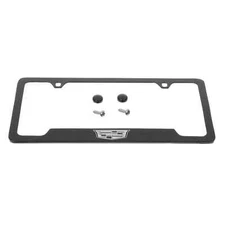 OEM NEW 14-24 Cadillac License Plate Frame Black w/ Silver Crest Logo 19330368