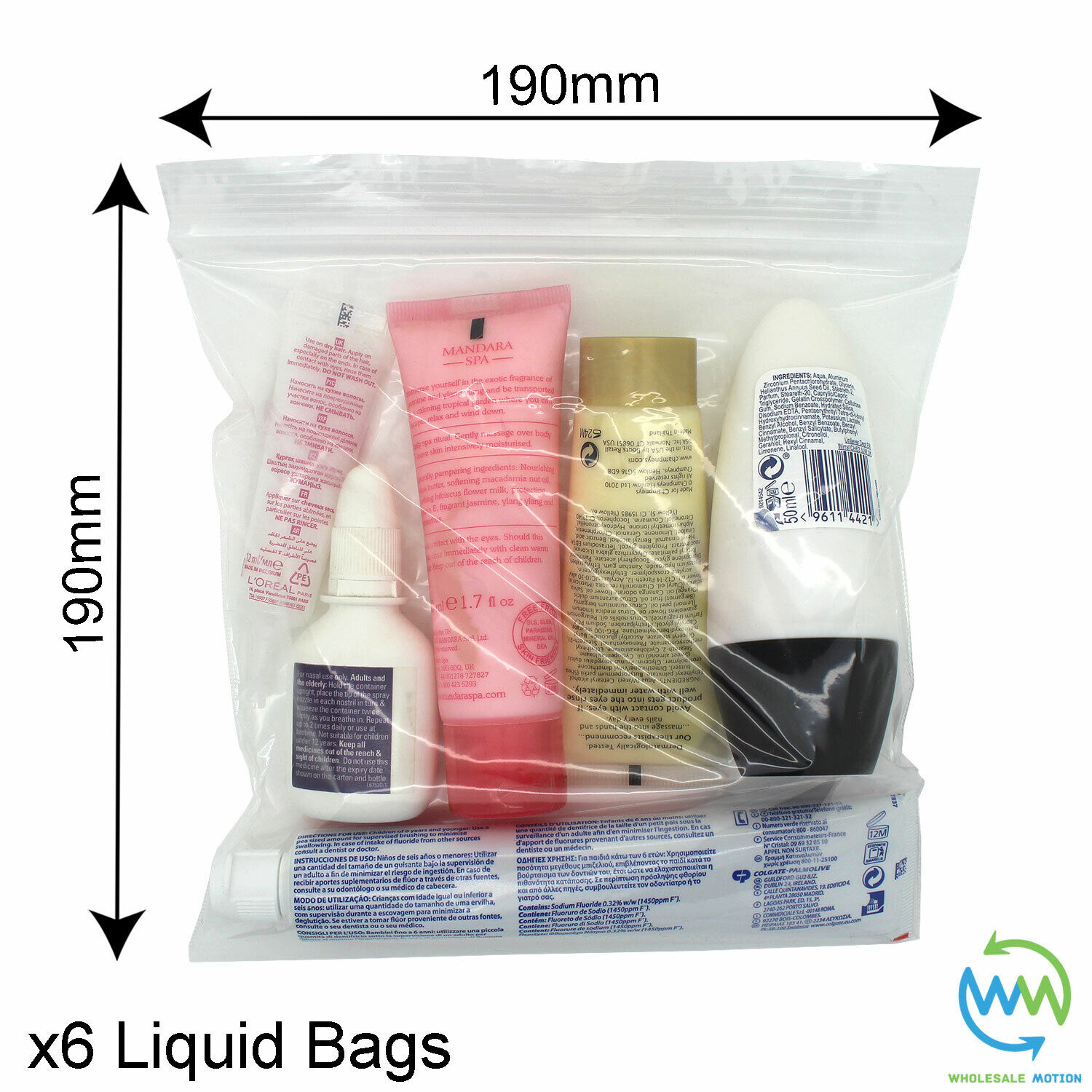 6 x Clear AIRPORT SECURITY LIQUID BAGS Plastic Seal HOLIDAY Travel HAND LUGGAGE
