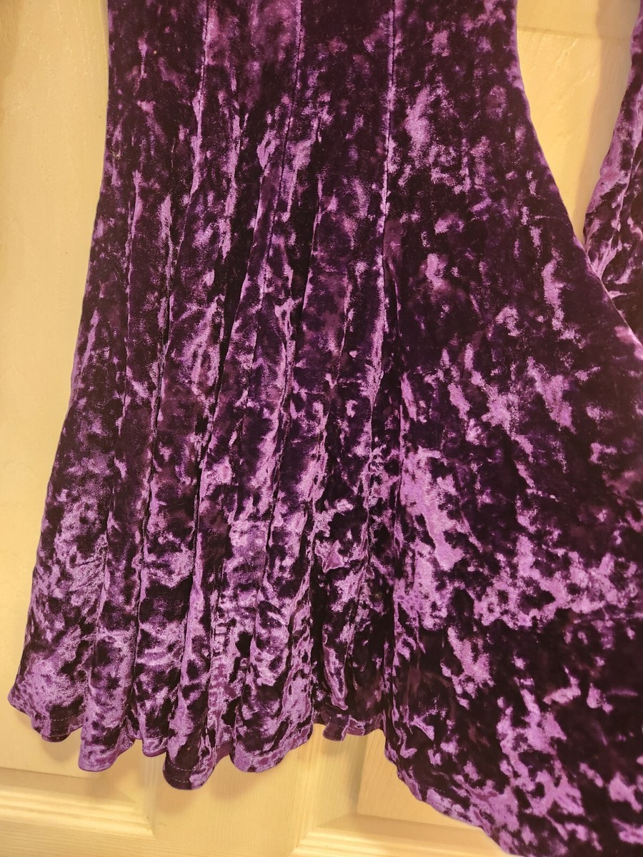 VINTAGE 90's PURPLE CRUSHED VELVET SKATER DRESS CONTEMPO VINTAGE 90's PURPLE CRUSHED VELVET SKATER DRESS CONTEMPO