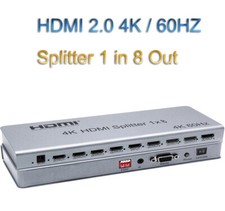4K 60hz 1x8 HDMI 2.0 Splitter To 2 4 8 Monitor 1x2 1x4 HDMI Splitter EDID RS232