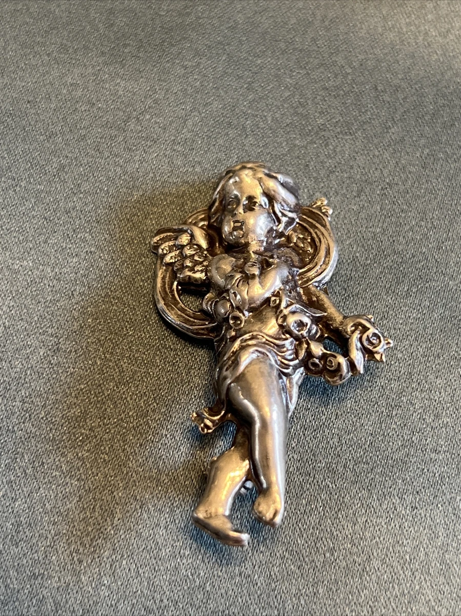 Sterling Silver Vintage Angel Cherub Pin Brooch eBay