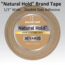 Natural Hold Tape by Walker Tape Co. 1/2" X 36 yard roll Double side Adhesive 