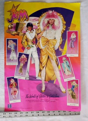 Jem & The Holograms Dolls "World of Glitter n Gold" Poster 1986 Hasbro 14X20 in - Picture 12 of 12