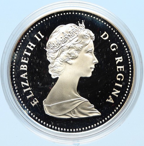 1981 CANADA UK Queen Elizabeth II Railway Train PROOF Silver Dollar Coin i98650 - Picture 2 of 3