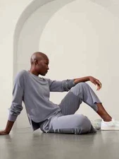 NEW Athleta Women Seasoft Crewneck Sweatshirt and Pants Set Coastline Blue XL