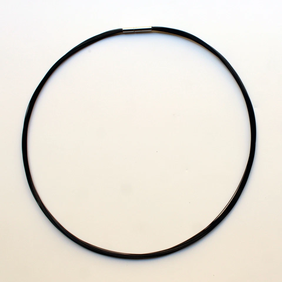 Stainless Steel 25-Strand Black Cable Wire Necklace 18'' bayonet clasp