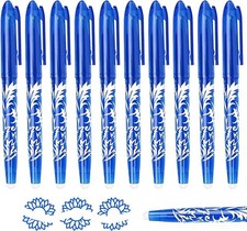 10pcs Erasable Pens Blue Eraser Pen, 0.7mm Rub Out Pens with Eraser, Friction Pe
